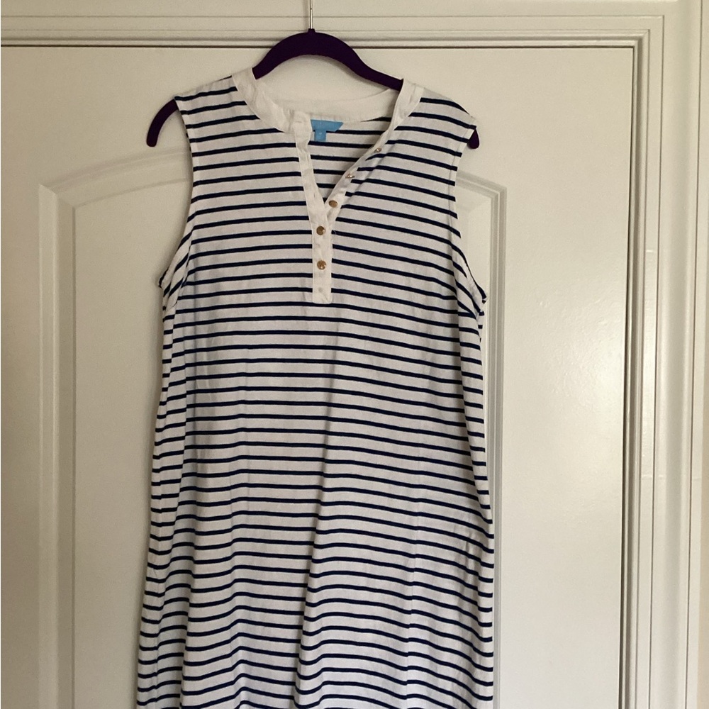 Draper James Navy and White Striped Dress